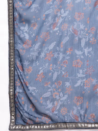 House of Pataudi Floral Printed Sequinned Jashn Kurta with Churidar & With Dupatta