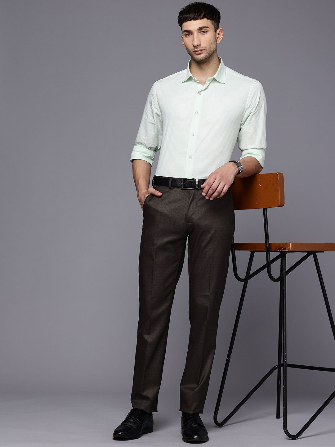 Raymond Men Checked Slim Fit Formal Trousers