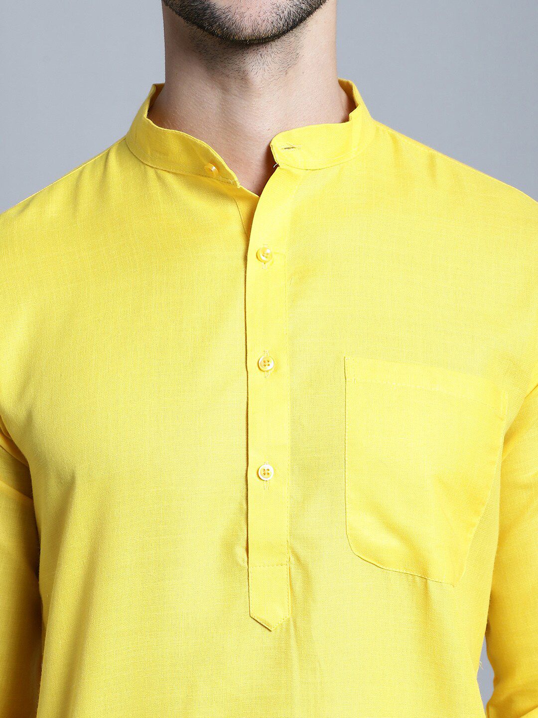 Jompers Band Collar Regular Pure Cotton Kurta with Churidar