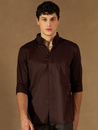 DENNISON Men Coffee Brown Comfort Regular Fit Solid Formal Shirt