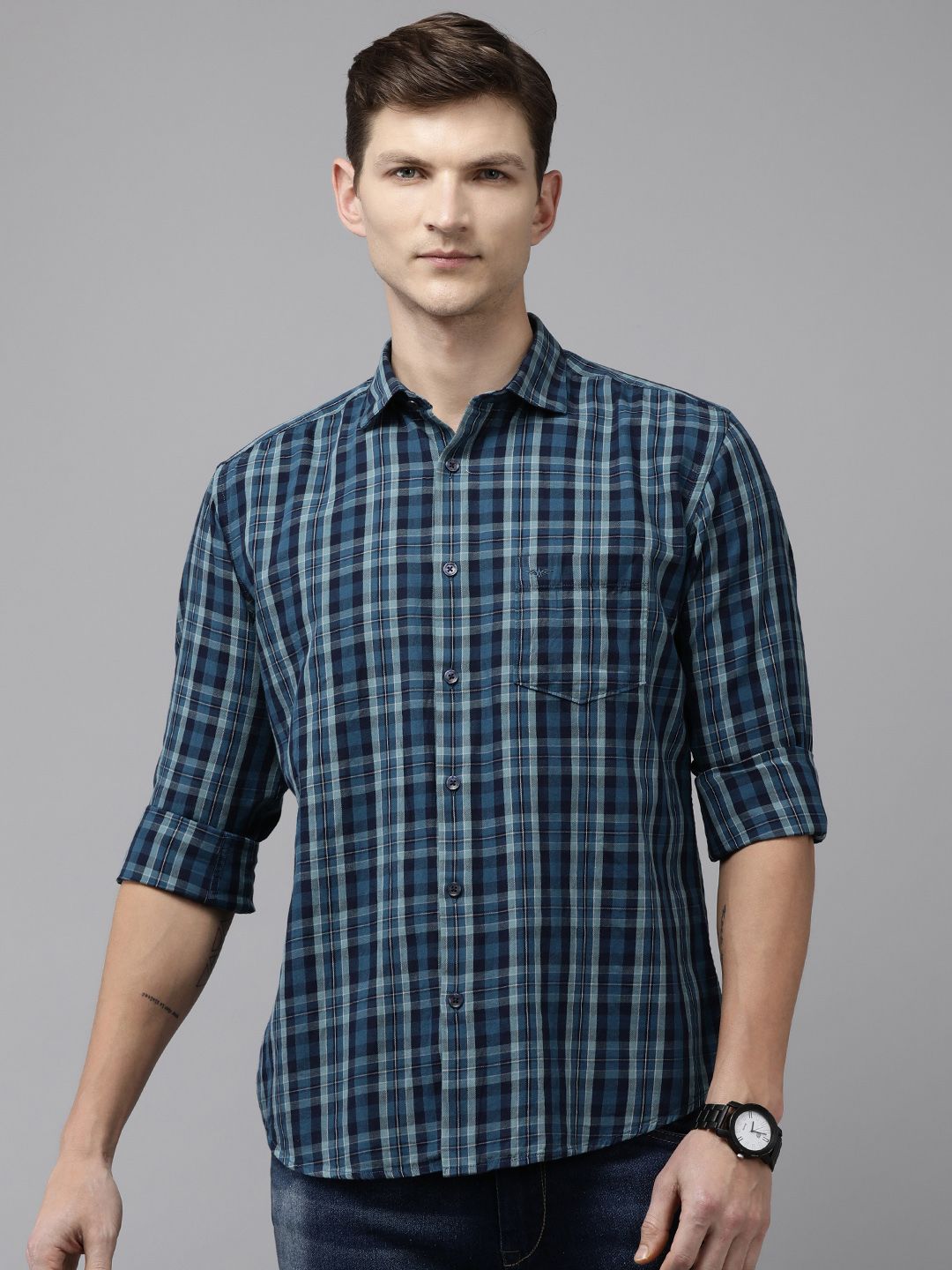 Park Avenue Slim Fit Checked Pure Cotton Casual Shirt