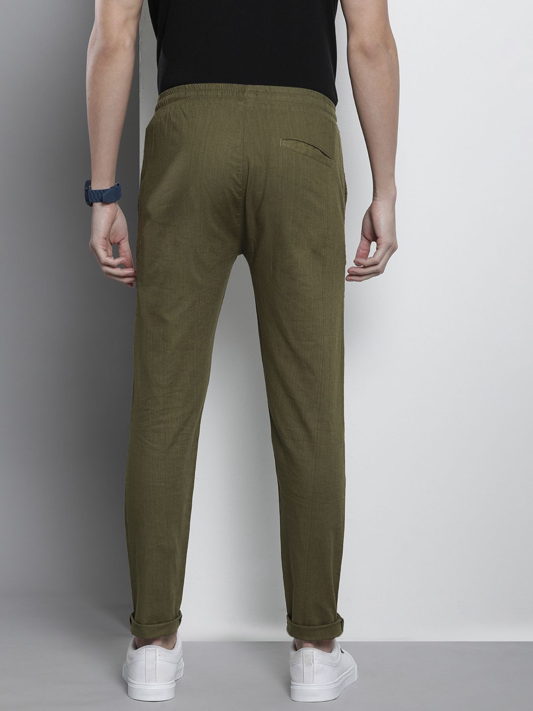 The Indian Garage Co Men Slim Fit Pure Cotton Trousers