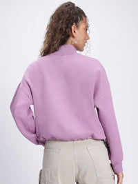 DressBerry High Neck Drop-Shoulder Crop Sweatshirt