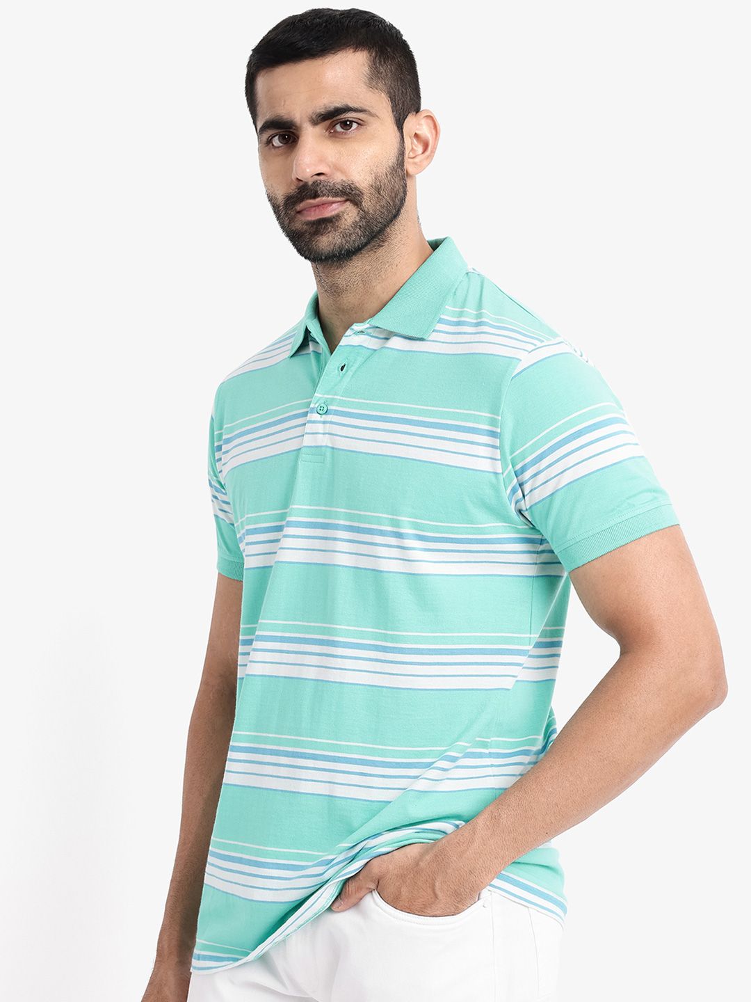 RARE RABBIT Men Rings-4 Slim Fit Solid Polo Collar T-Shirt