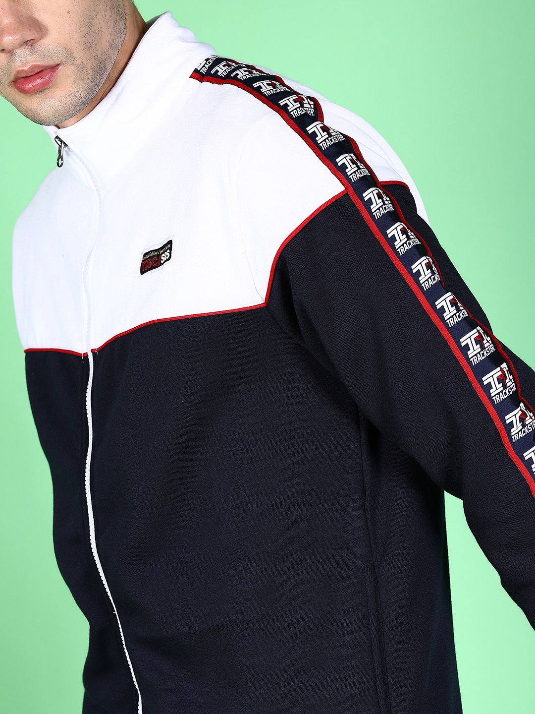 The Indian Garage Co Men Navy Blue Colourblocked Sweatshirt