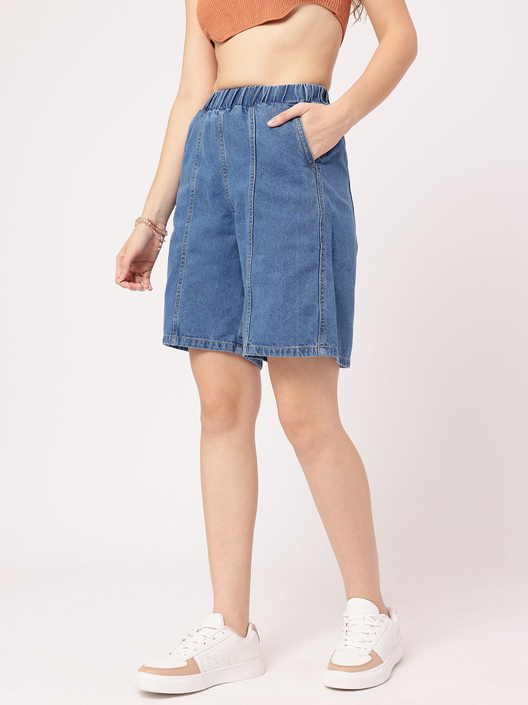 DressBerry Women Elevated Basics Denim Bermuda Shorts