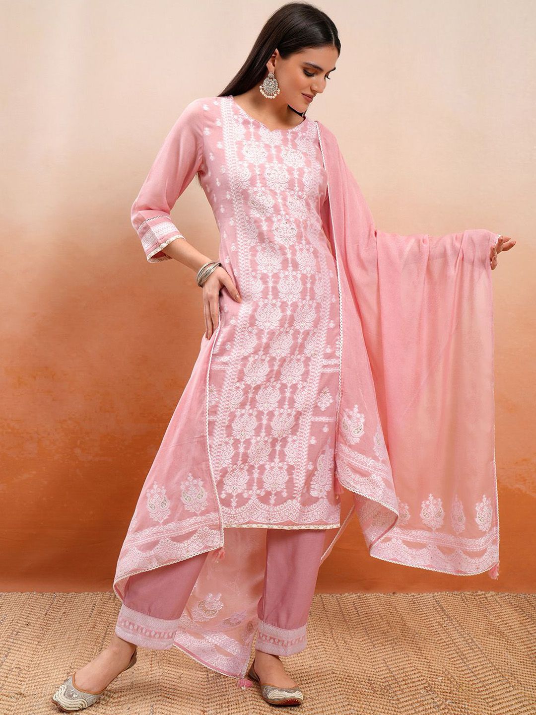 Vishudh Paisley Embroidered Regular Thread Work Kurta with Trouser & Dupatta