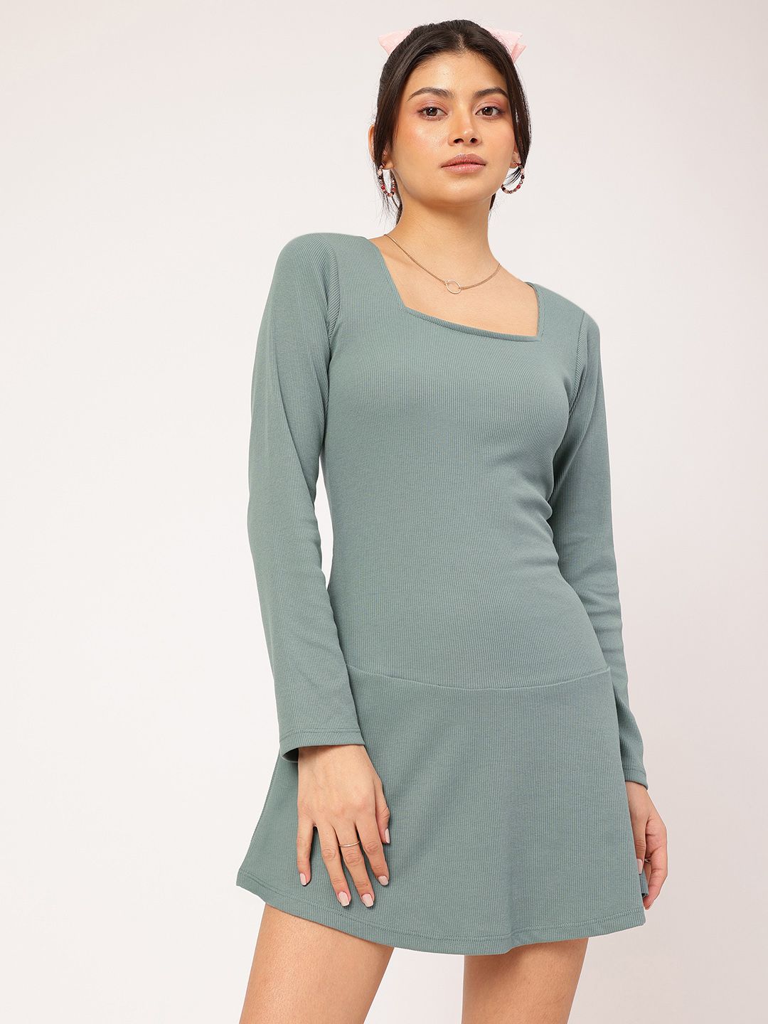 DressBerry Rib Knits Drop waist Mini Dress