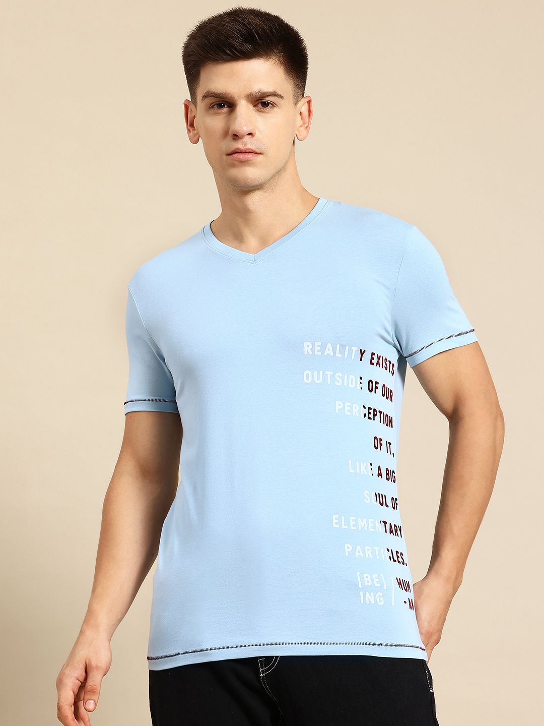 Being Human Typography V-Neck T-shirt