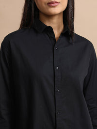 Tokyo Talkies Black Oversized Cotton Casual Shirt