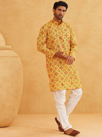 SOJANYA Ethnic Motifs Printed Mandarin Collar Straight Kurta With Churidar