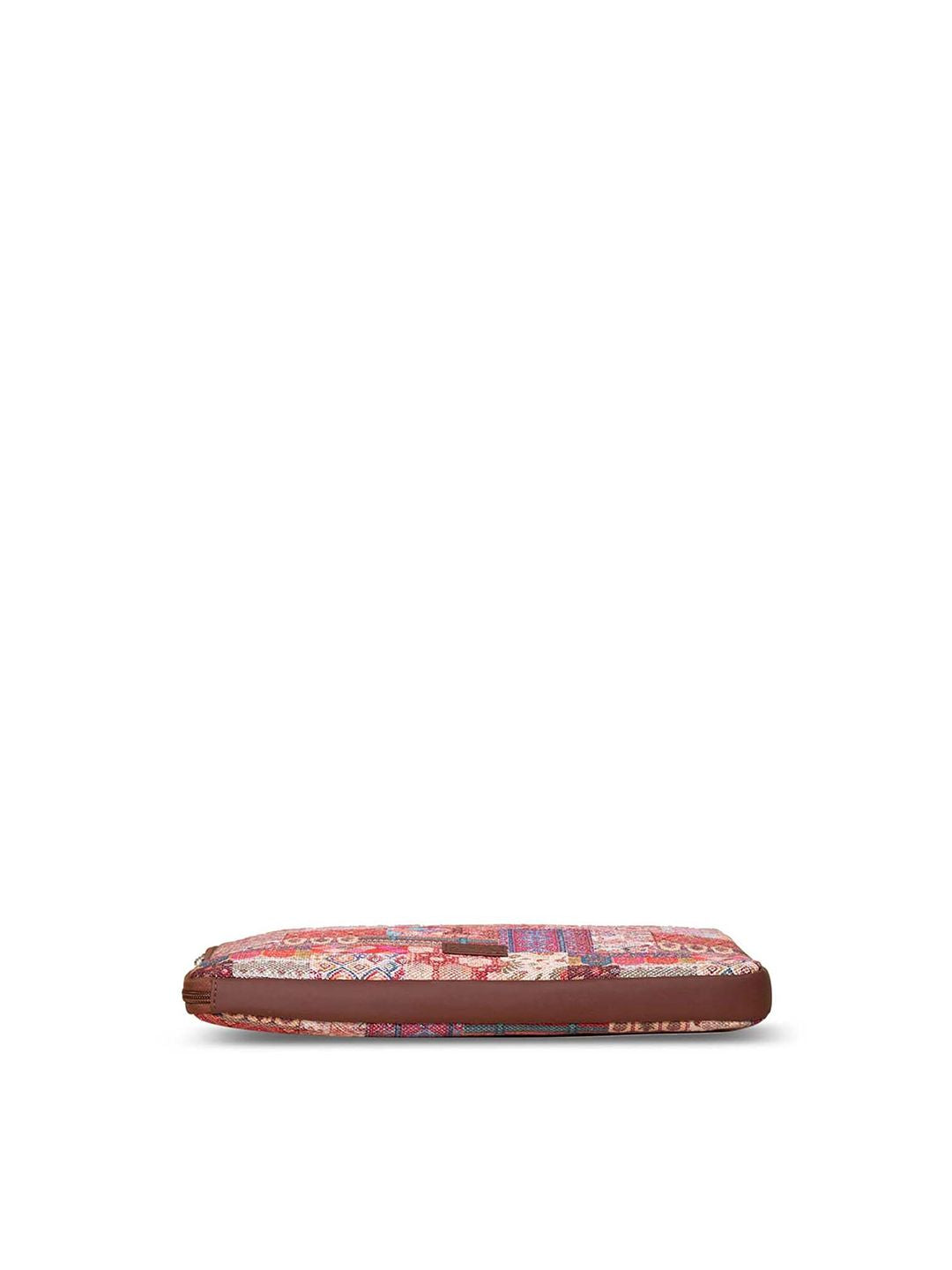 ZOUK Women Brown & Pink Printed Jute Laptop Sleeve