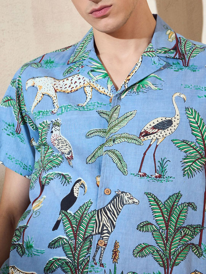DENNISON Tropical Printed Oversized Casual Shirt
