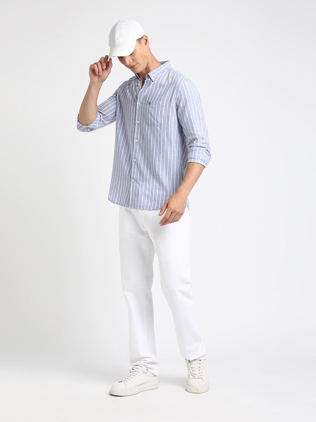 THE BEAR HOUSE Striped Button Down Collar Pure Cotton Casual Shirt