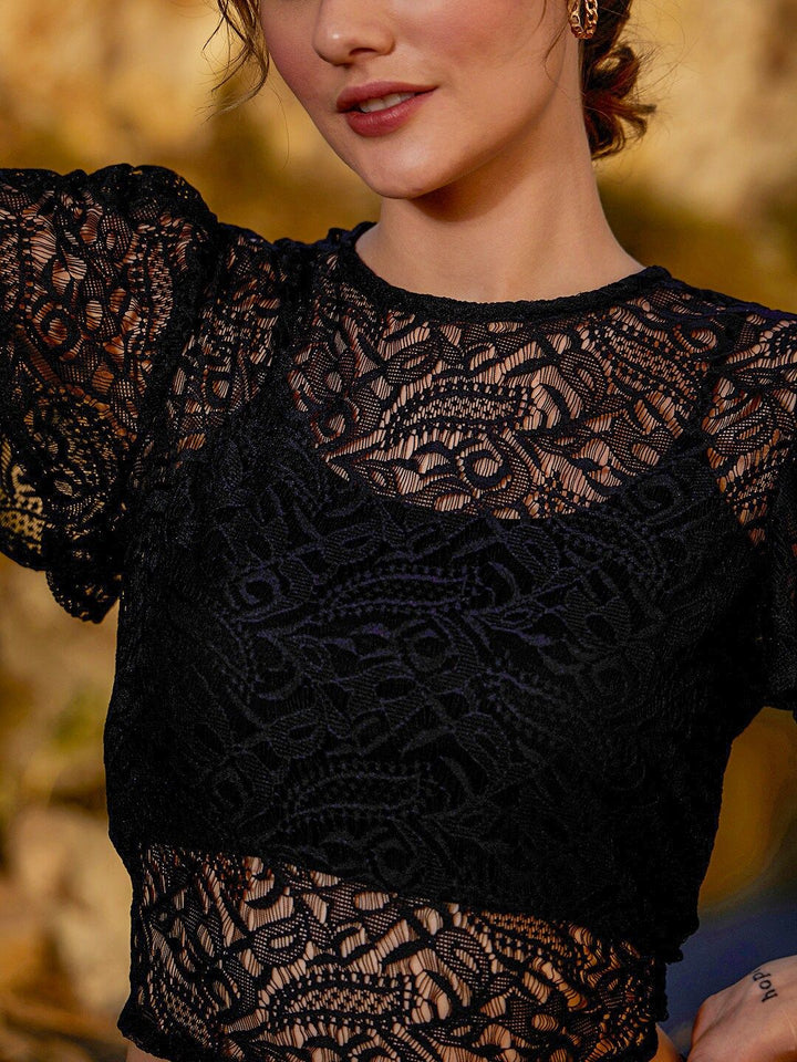Athena Lace Back Knot Crop Top