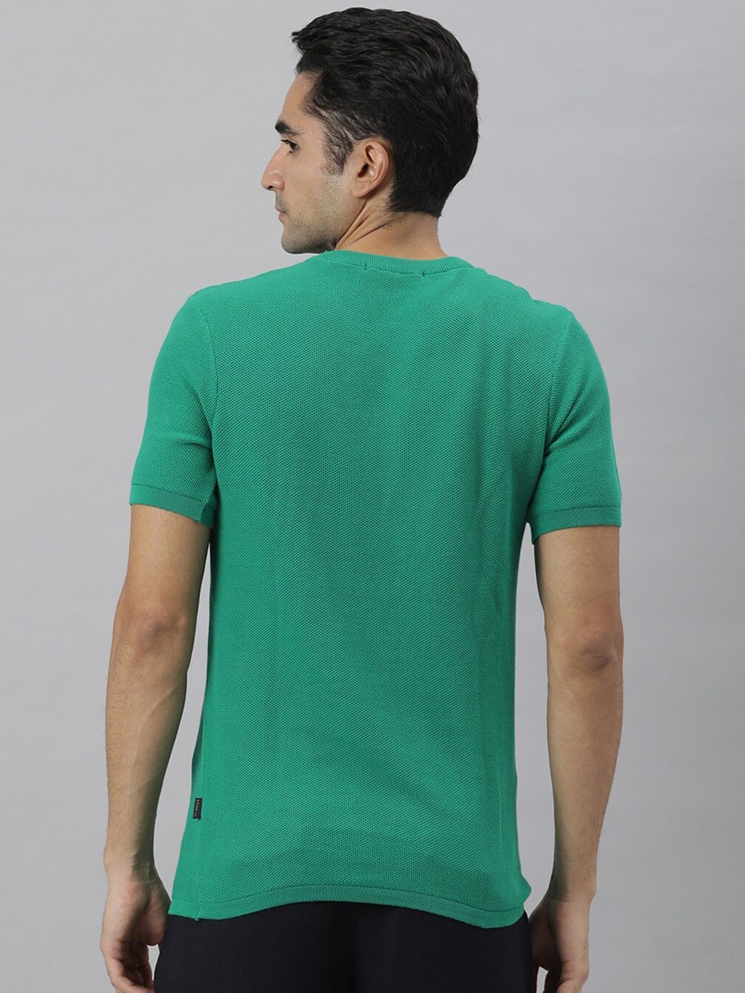 RARE RABBIT Men Clue Pure Cotton Slim Fit T-Shirt