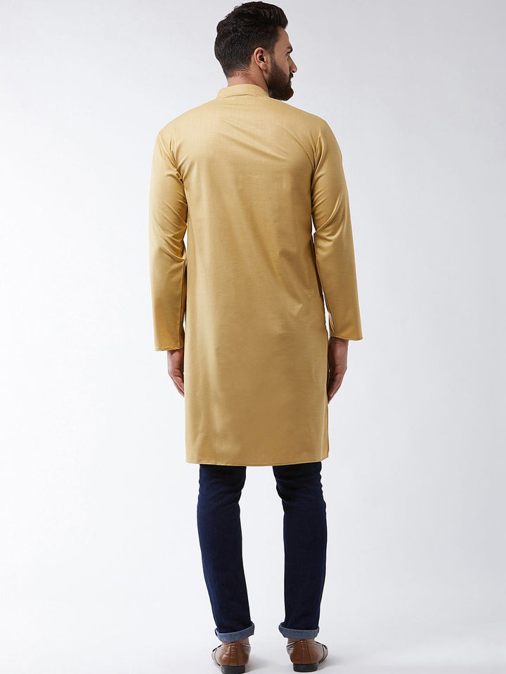 SOJANYA Kurta Lurus Pepejal Berwarna Emas Lelaki