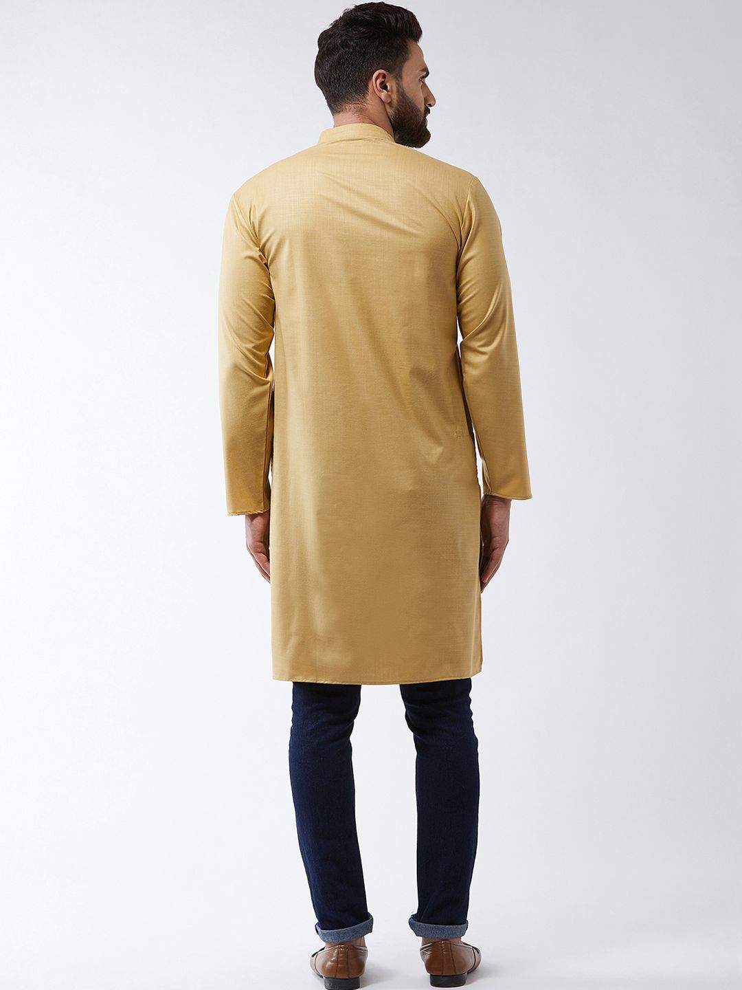 SOJANYA Kurta Lurus Pepejal Berwarna Emas Lelaki