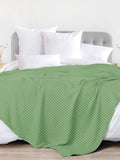 URBAN SPACE Green Checked AC Room 150 GSM Cotton Double Bed Waffle Weave Blanket