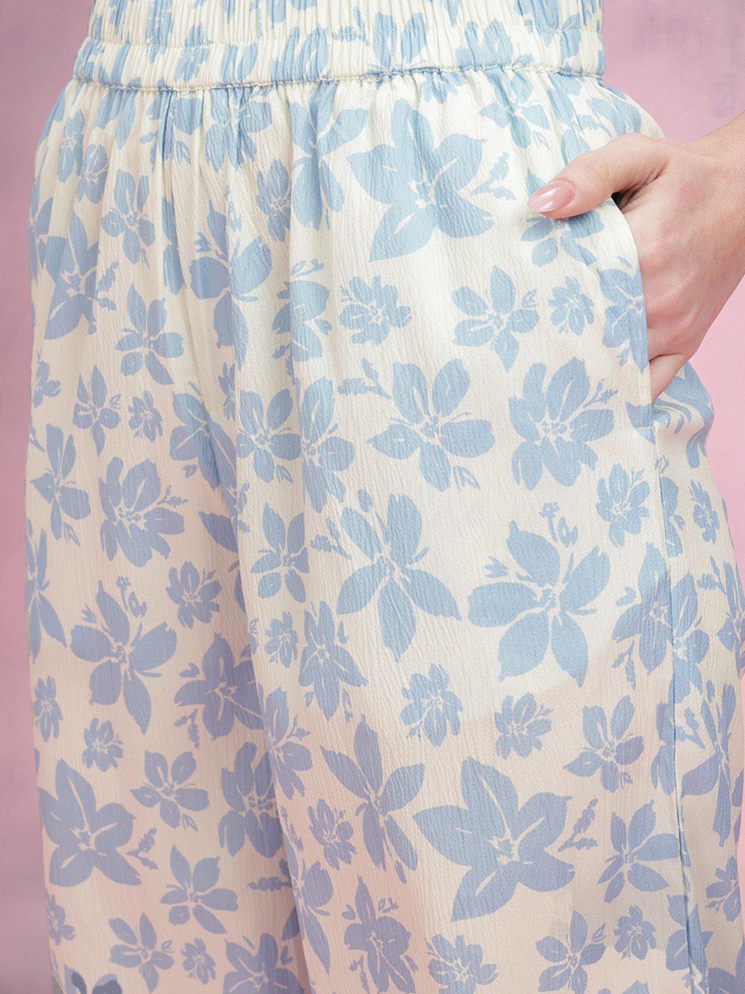 DressBerry Printed Ruffle Detail Sleeveless Top With Trousers Co-Ord Set