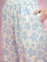 DressBerry Printed Ruffle Detail Sleeveless Top With Trousers Co-Ord Set