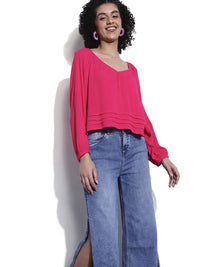 DressBerry Fuchsia Boss Babe Oversized Top
