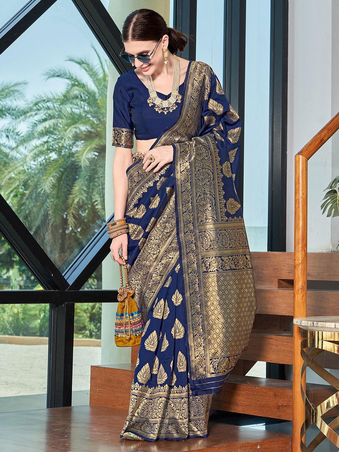 KALINI Ethnic Motifs Zari Banarasi Saree