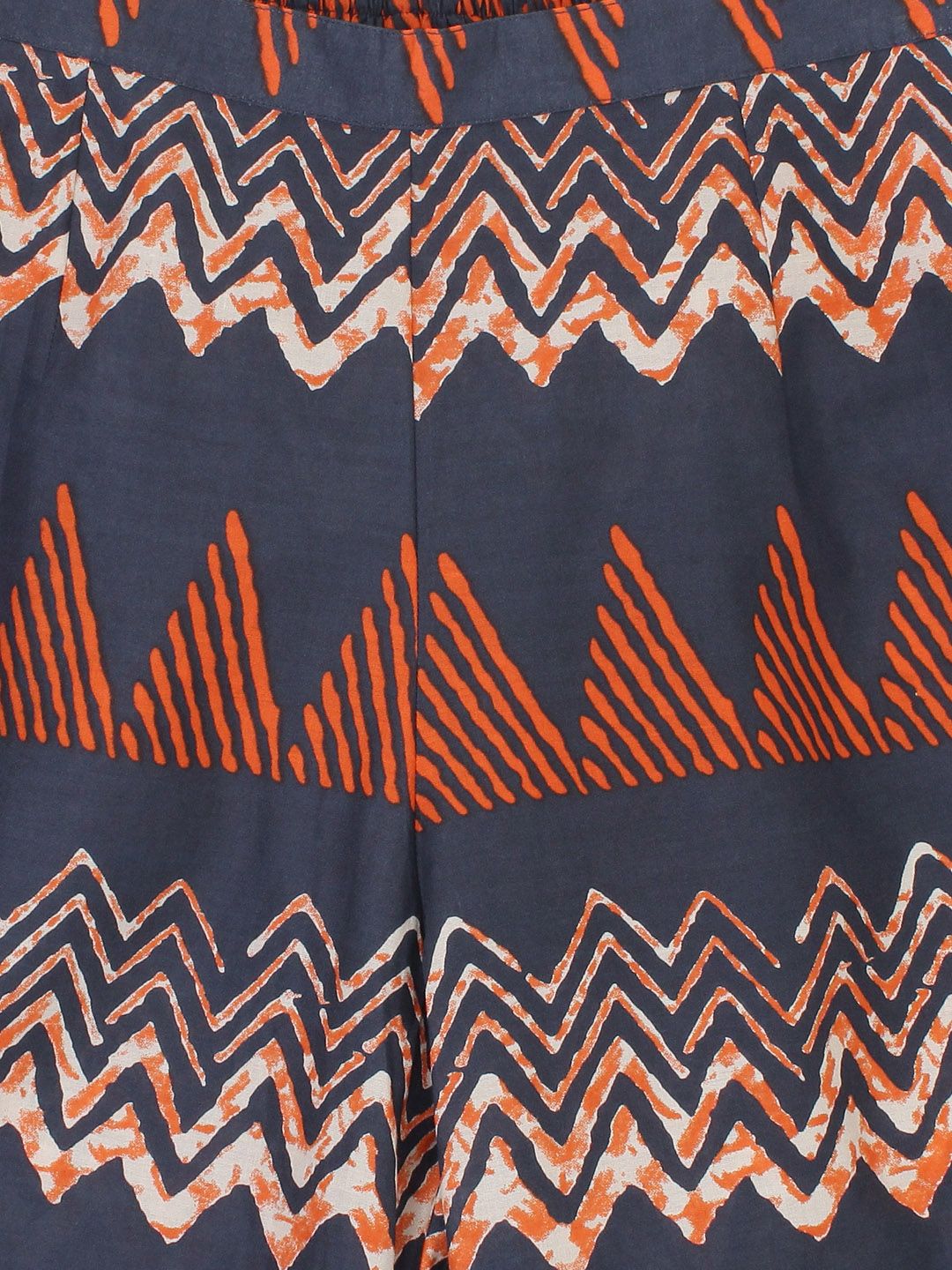 Gerua By Libas Women Navy  Orange Printed Kurta with Palazzos