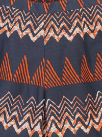 Gerua By Libas Women Navy  Orange Printed Kurta with Palazzos