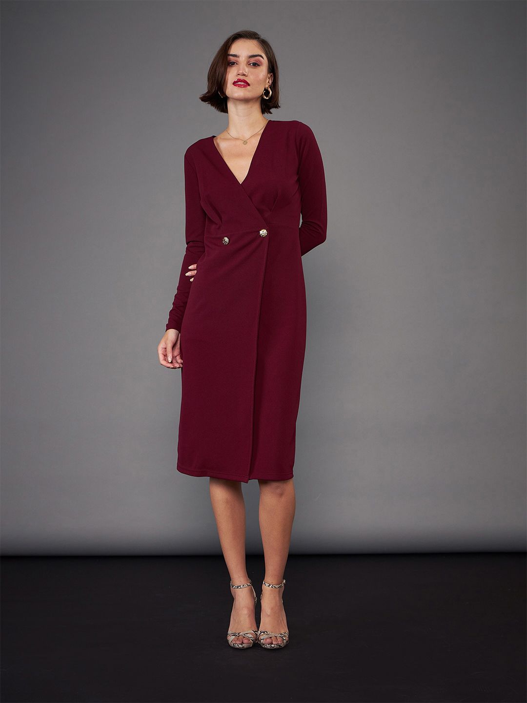 SASSAFRAS worklyf V-Neck Blazer Midi Dress