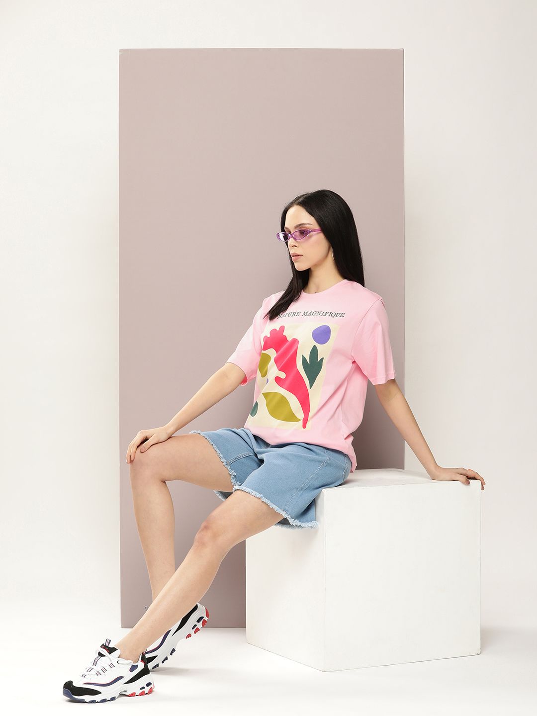 DILLINGER Graphic Printed Oversized Drop-Shoulder Sleeves Pure Cotton T-shirt