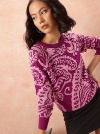 all about you Abstract Print Longline Pure Acrylic Pullover
