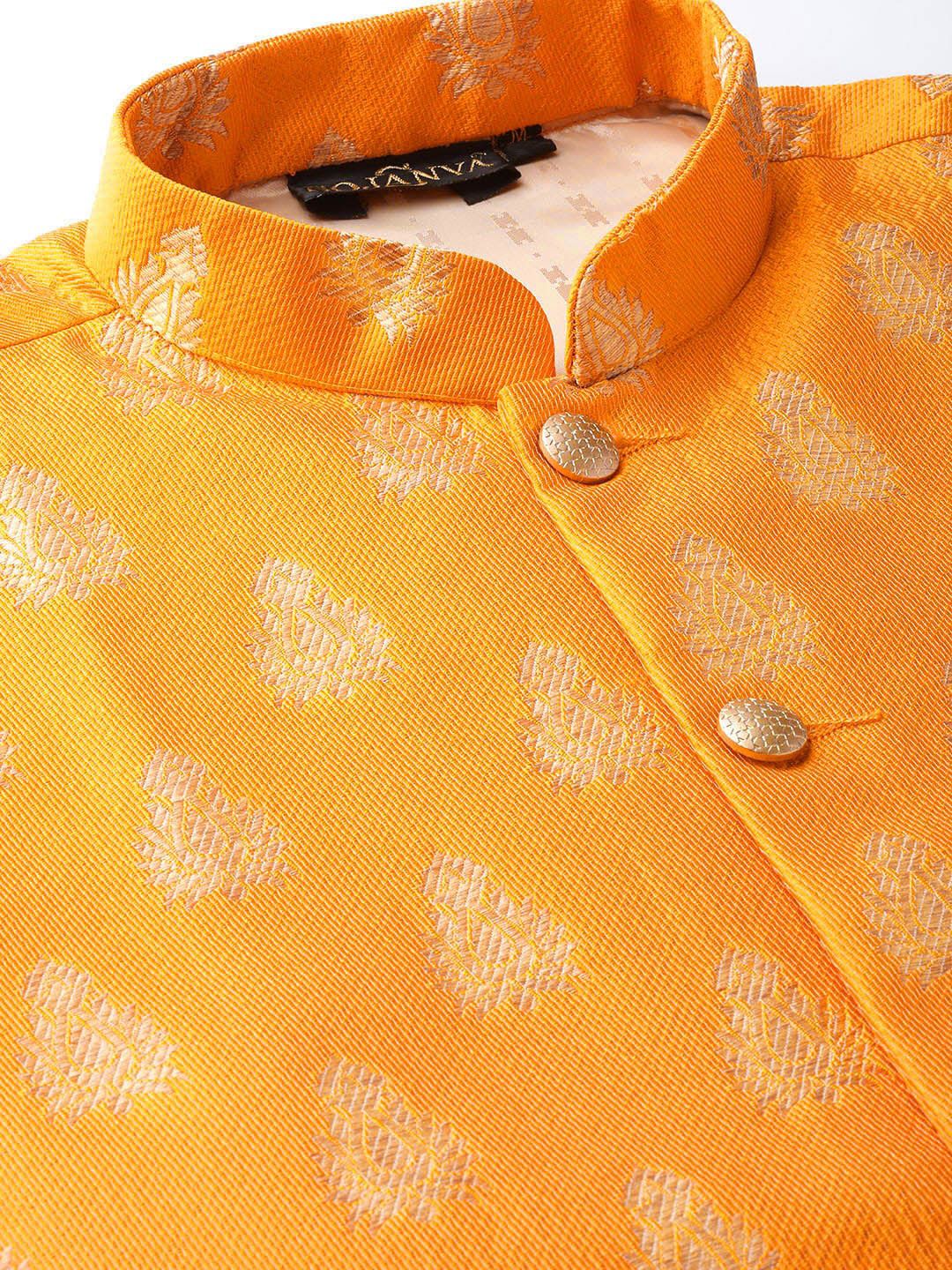 SOJANYA Mandarin Collar Regular Kurta With Churidar & Nehru Jacket