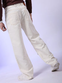 The Indian Garage Co Men White Relaxed Fit Clean Look Jeans