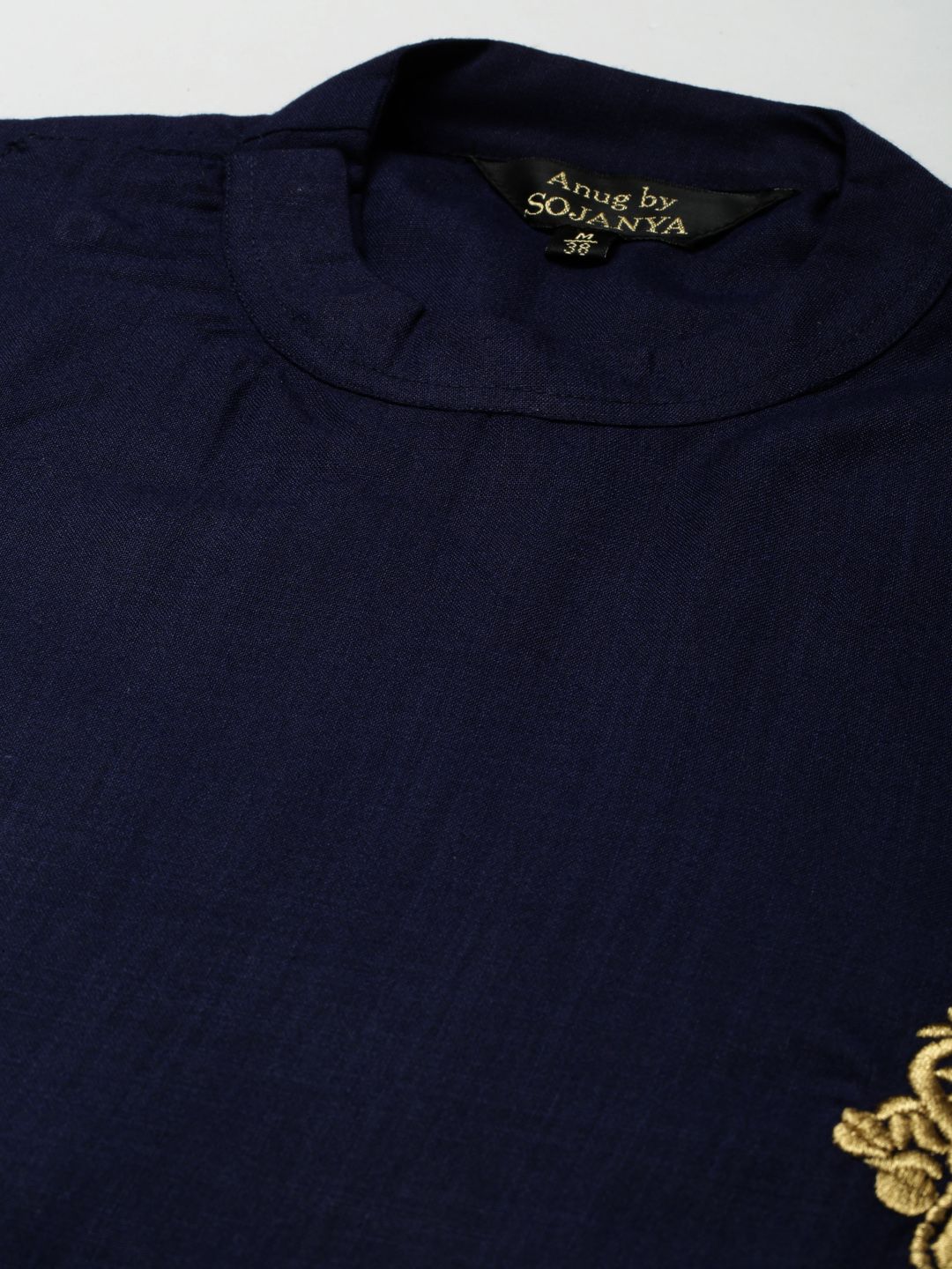 Anug by SOJANYA Men Navy Blue Patchwork Kurta