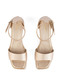 Lino Perros Women Gold Leather Block Heel Sandals