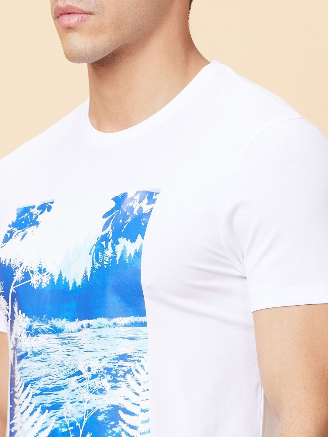 Being Human Men Floral Printed Henley Neck Tropical T-shirt