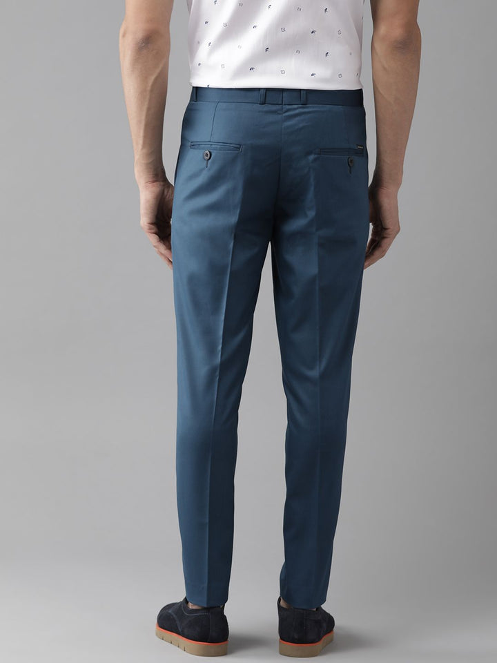 DENNISON Men Blue Smart Tapered Fit Smart Casual Trousers