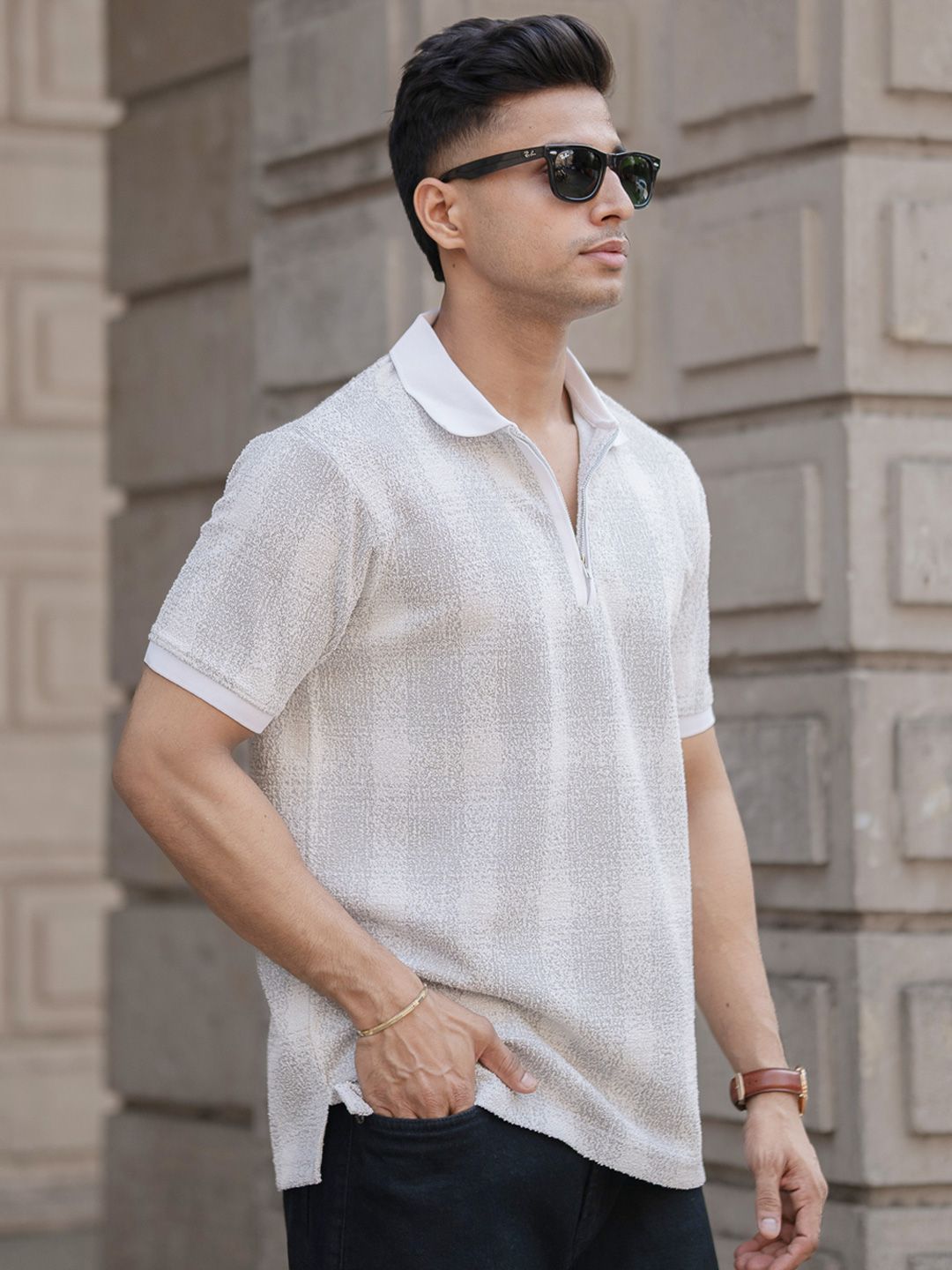 Powerlook Men Regular Fit Abstract Printed Polo Collar T-shirt