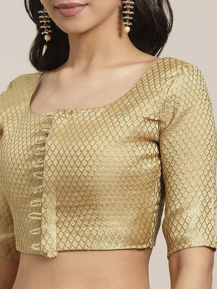 Saree mall Blue & Gold-Toned Checked Zari Sarees