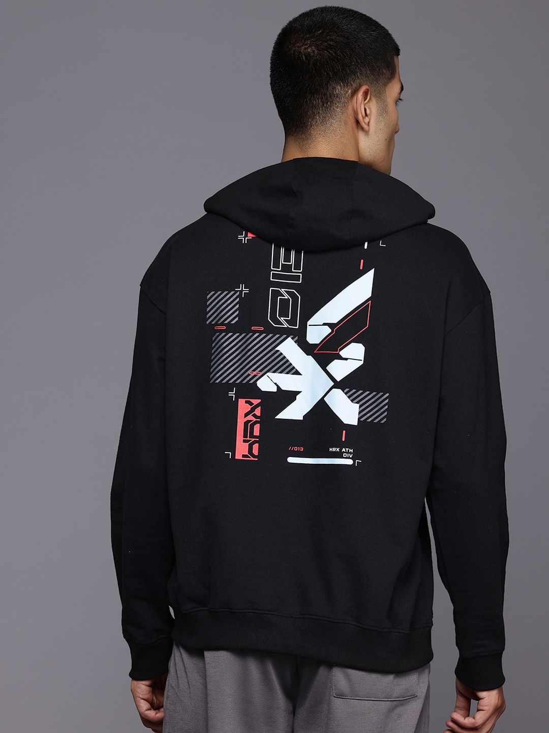 HRX by Hrithik Roshan Back Print Hooded Sweatshirt