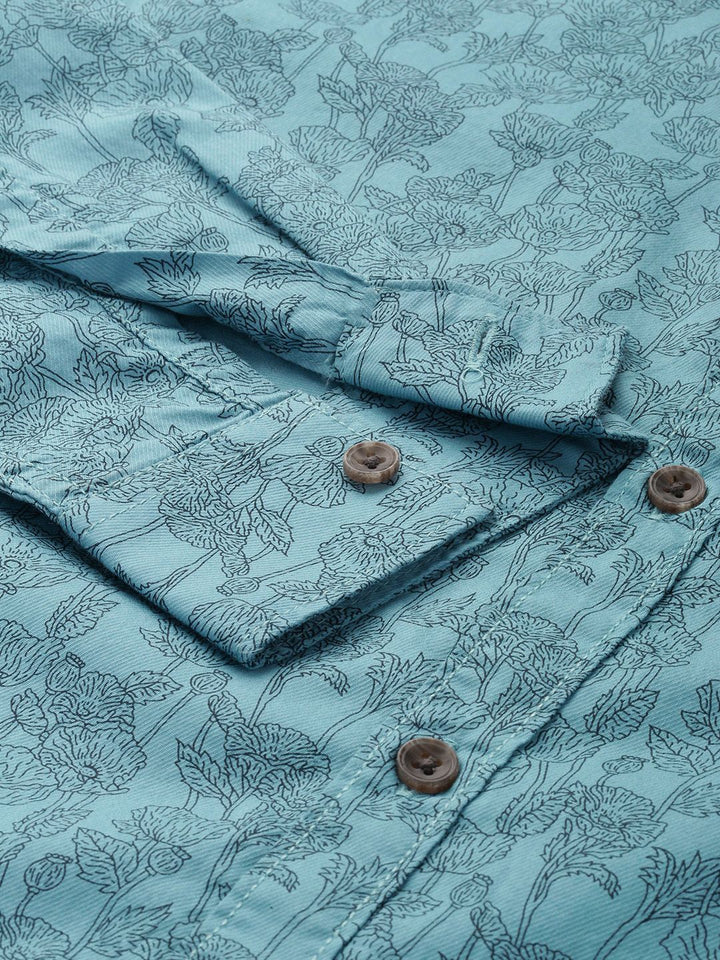SPYKAR Pure Cotton Slim Fit Floral Printed Casual Shirt