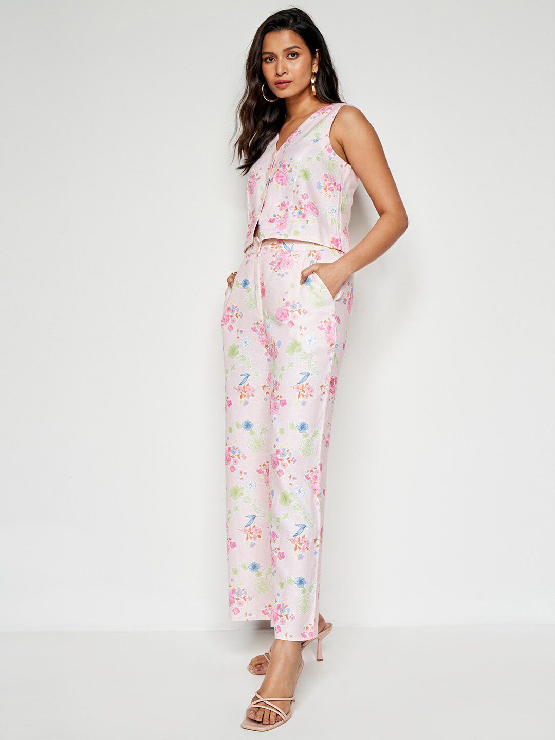 AND Floral Printed Top With Trousers Set