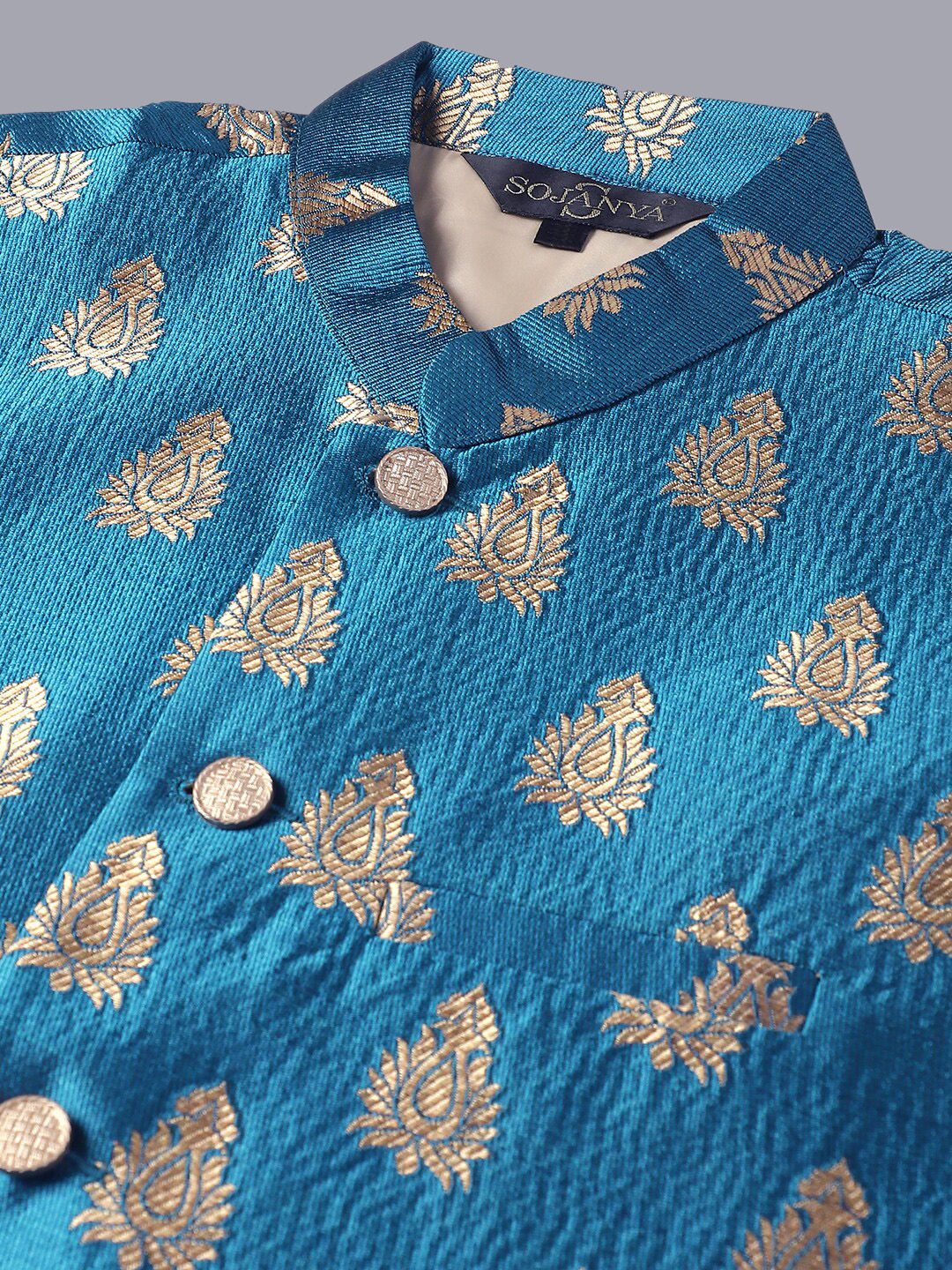 SOJANYA Kurta Kerja Benang Bersulam Motif Etnik Lelaki Dengan Kurta Churidar & Nehru