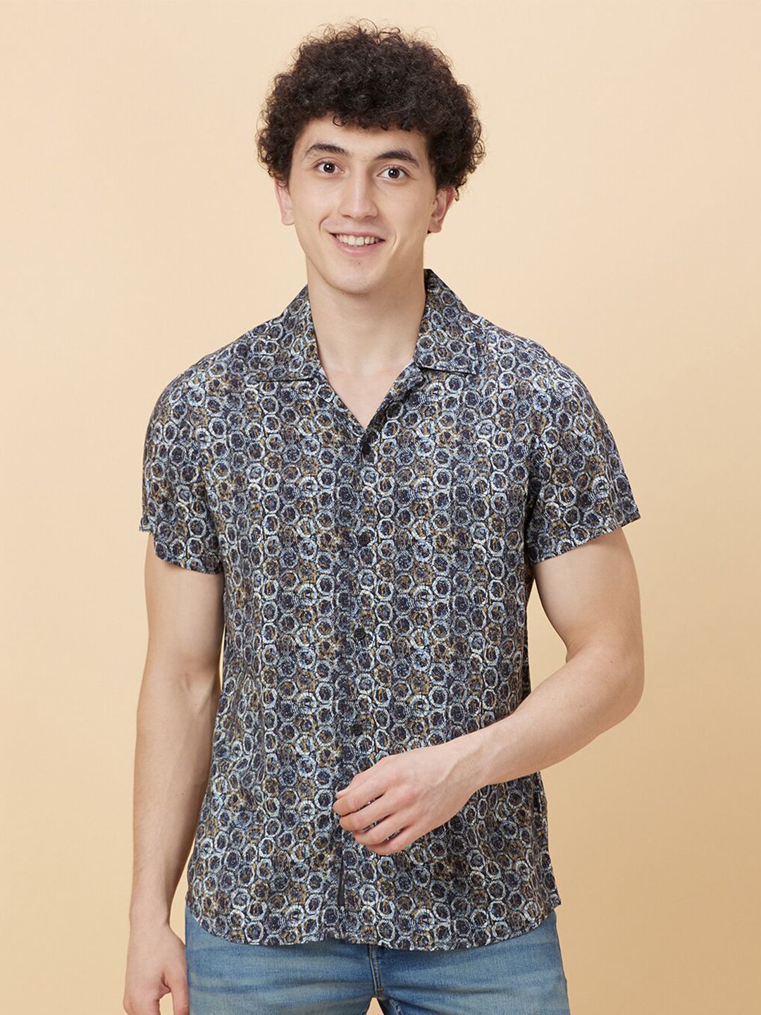 Being Human Slim Fit Geometric Printed Casual Shirt