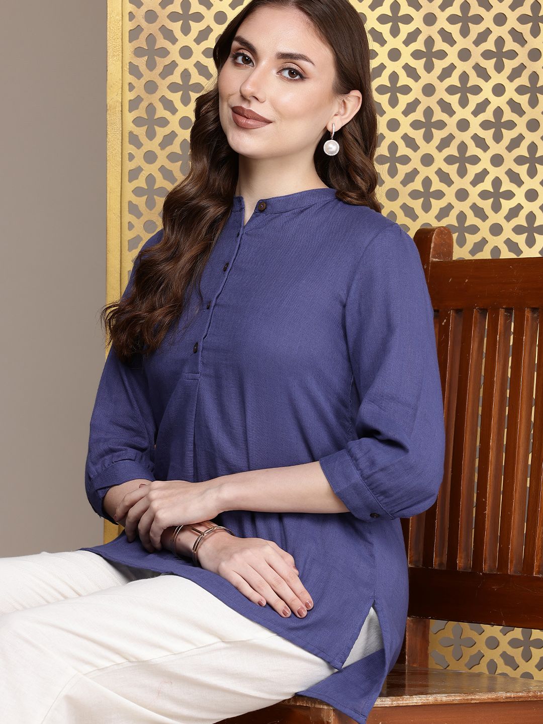 House of Pataudi Pure Cotton A-Line Jashn Kurti