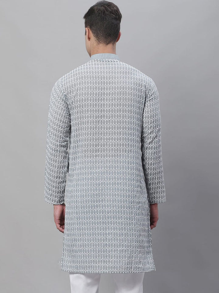 SOJANYA Floral Embroidered Pure Cotton Kurta Lurus