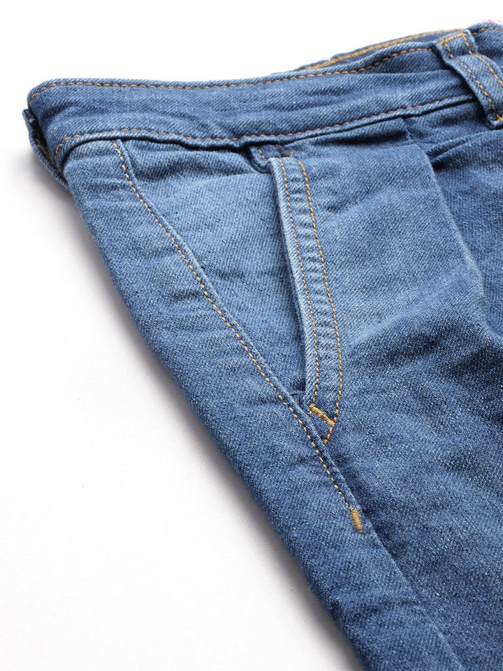 all about you Women Wide Leg Light Fade Stretchable Pleated Cropped Jeans