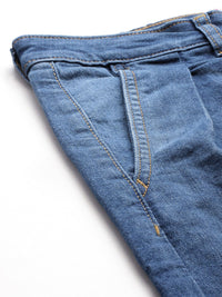 all about you Women Wide Leg Light Fade Stretchable Pleated Cropped Jeans