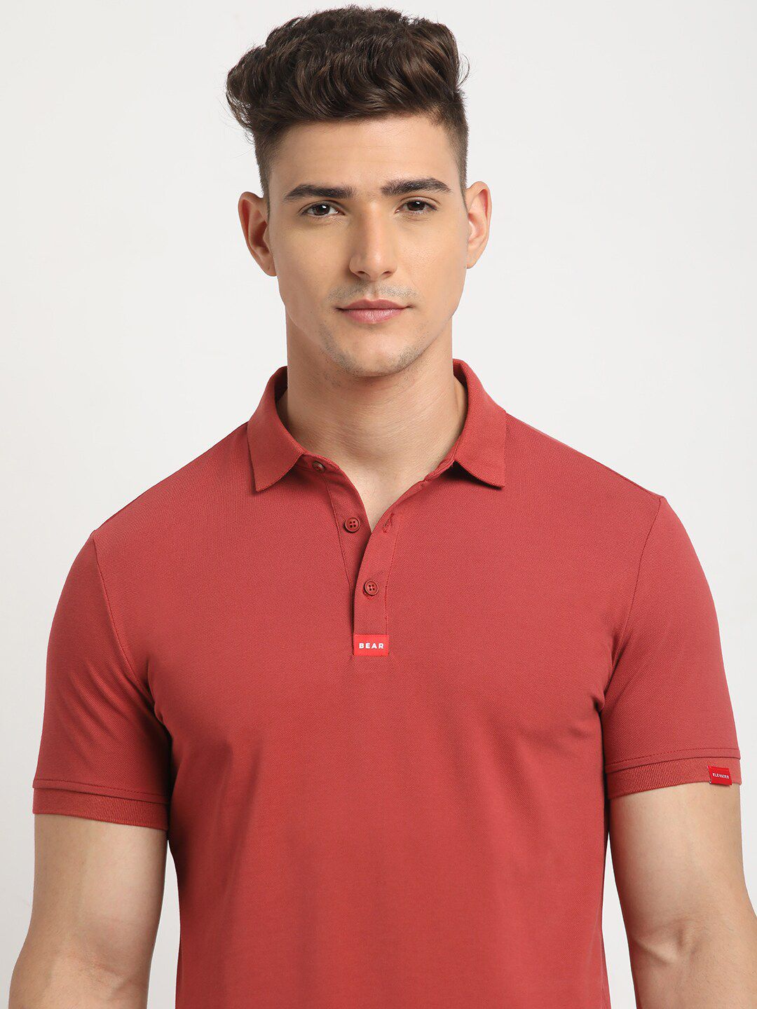 THE BEAR HOUSE Polo Collar Short Sleeves Slim Fit T-shirt